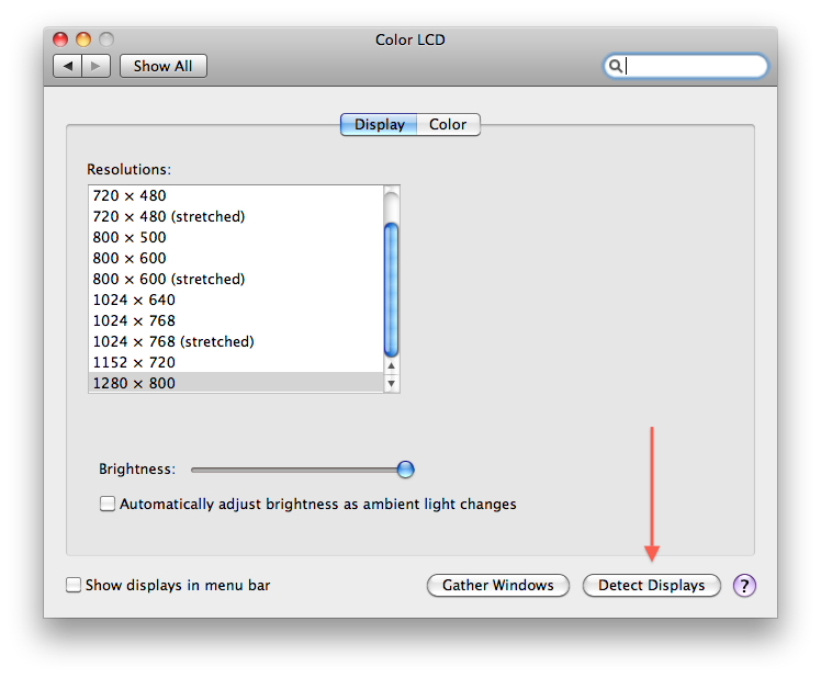 System Preferences - Detect Displays