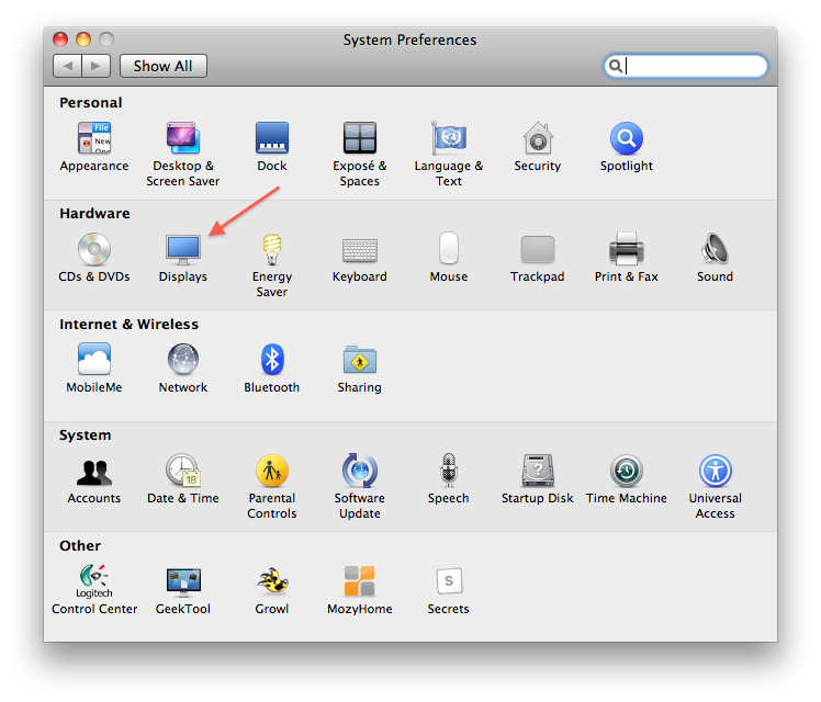 System Preferences - Displays